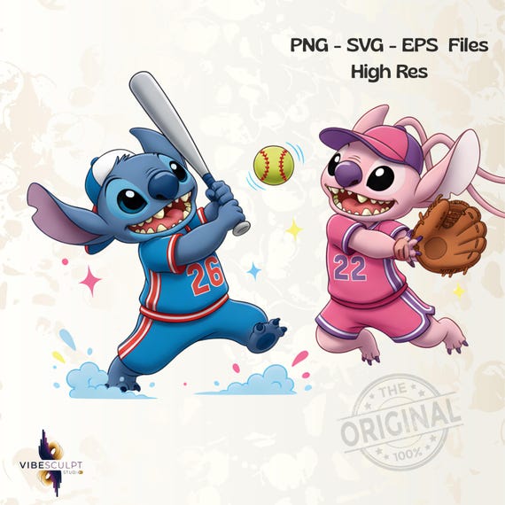 Cute Stitch Softball PNG, Retro Stitch PNG, Cartoon Softball Player Sublimation, Retro Streetwear PNG, Shirt Design