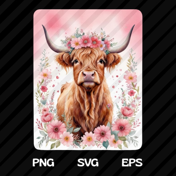Cute Highland Cow Easter PNG SVG, Easter Egg Png, Floral Highland Cow Png, Easter Tshirt Png, Easter Cow Png, Trendy Easter Png