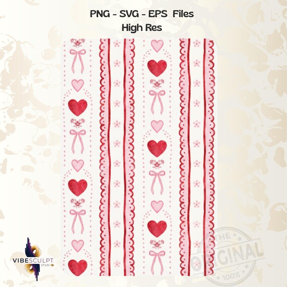 Valentine Hearts SVG PNG EPS, Pink and Red Preppy Bows, Heart Love Png, Valentine Bow Png, retro watercolor (Digital Download)