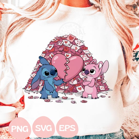 Stitch Valentine Day PNG SVG, Disney Girlfriend Tee, First Valentines Day Shirt, Romantic Stitch Png, Valentine Vibes Png