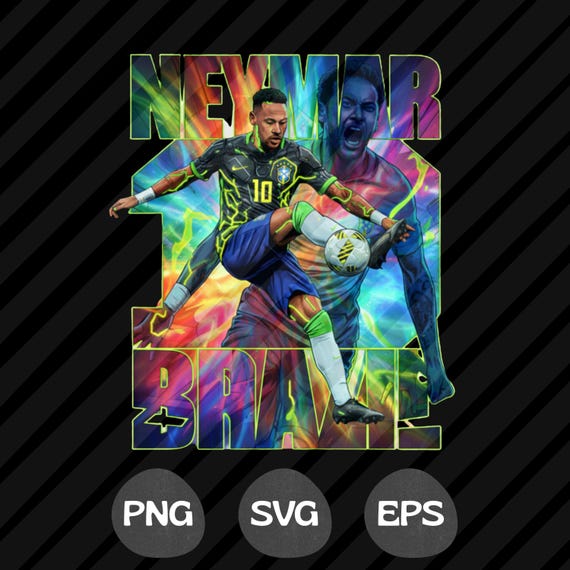 Neymar PNG Tshirt Design, Football Comic Design, Soccer Star PNG, Soccer Graphic Tees, Soccer Sublimation Print, Soccer DTF Transfer