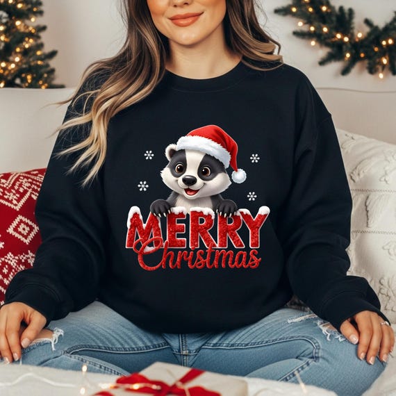 Cute badger PNG, Winter Animal Design, Winter Graphic for T-shirt, Cute Christmas Characters png, Christmas Movie png, Sublimation design