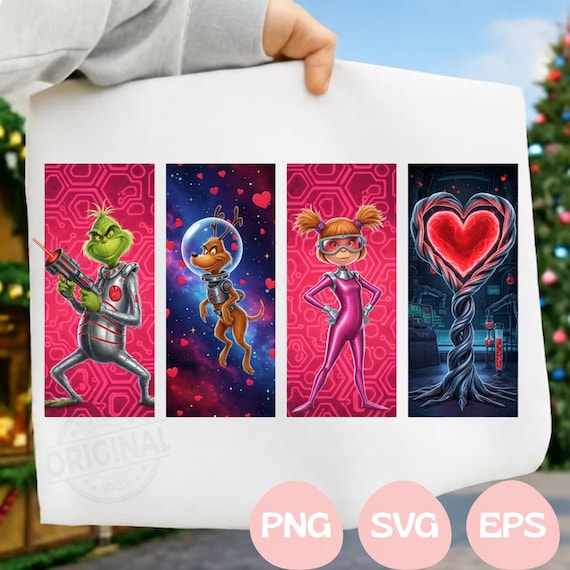 Grinc Valentine PNG SVG, Cute Love Cartoon Graphic, Happy Valentine's Day Png, Heart Love Png, Valentine Bow Png