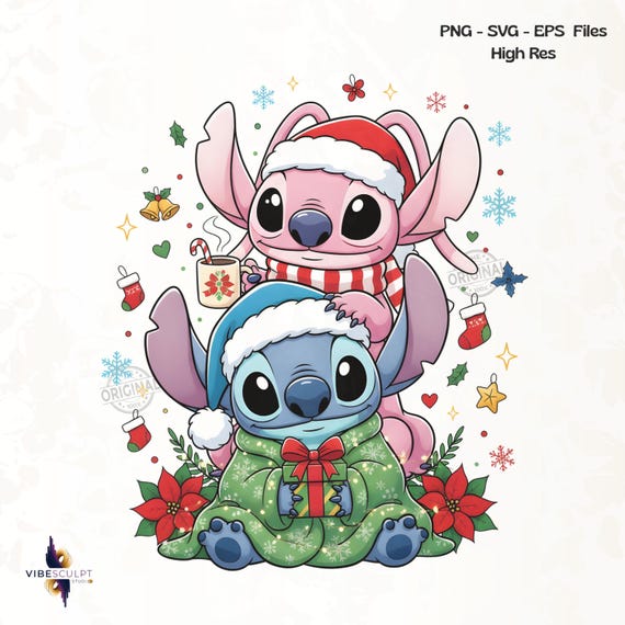 Cute Blue Alien Christmas PNG | Cartoon Santa Hat Clipart | Holiday Sublimation Design | Kawaii Christmas PNG for Shirts & Mugs