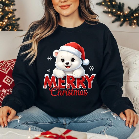 Polar Bear PNG, Winter Animal Design, Winter Graphic for T-shirt, Cute Christmas Characters png, Christmas Movie png, Sublimation design