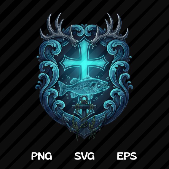 Hunting Fishing Cross Camo Faith SVG PNG Christian Outdoors Design