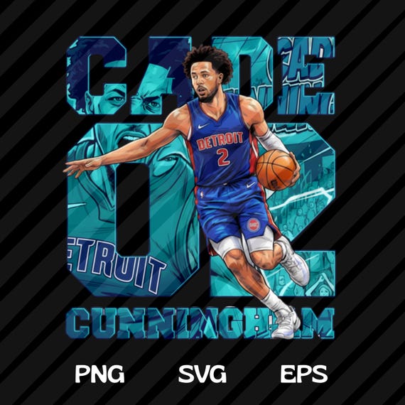 Basketball Player PNG SVG Eps Shirt Design: Cade Cunningham Comic T-Shirt Sublimation, DTF Transfer (Digital Download)