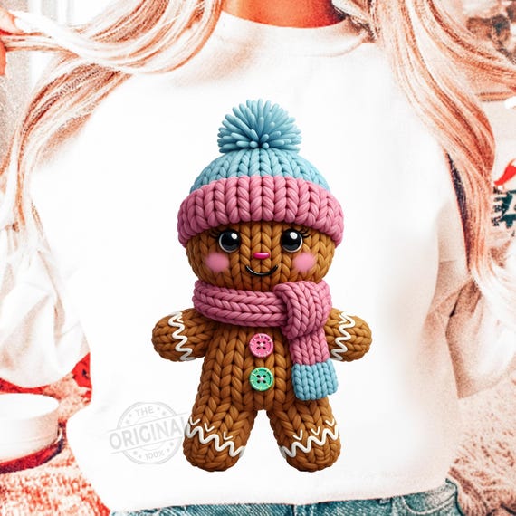 Gingerbread png Pink gingerbread Png Christmas Crochet PNG Faux Yarn Crochet gingerbread PNG  Christmas Snowman Png Christmas Shirt Png