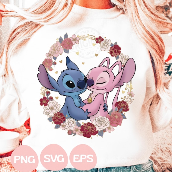 Stitch Valentine Png Svg, Happy Valentine Stitch Png, Valentine Vibes Png, Pink Heart Valentine Cartoon Png
