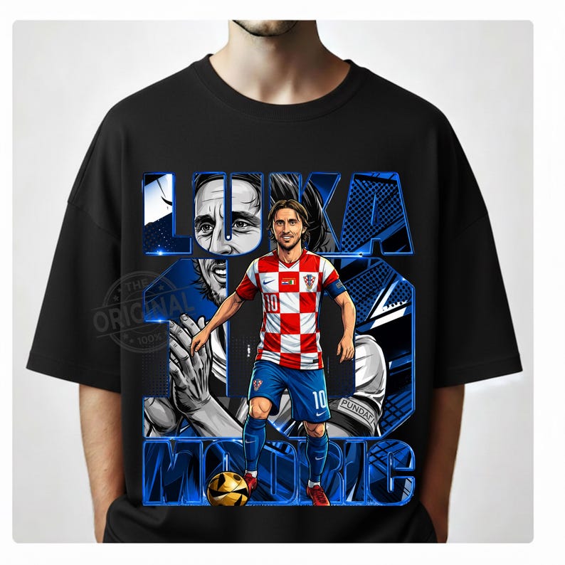 Luka Modrić Kroatien Fotboll PNG T-shirt Design (Digital Nedladdning) bild 5