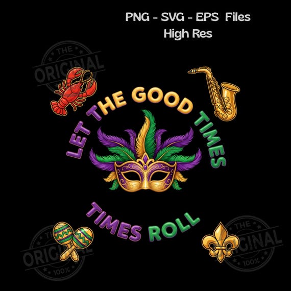 Mardi Gras Png, Let the Good Times Roll Png, Mardi Gras Coquette Png, Louisiana mardi gras png, Brushstroke Mardi Gras Png, digital download