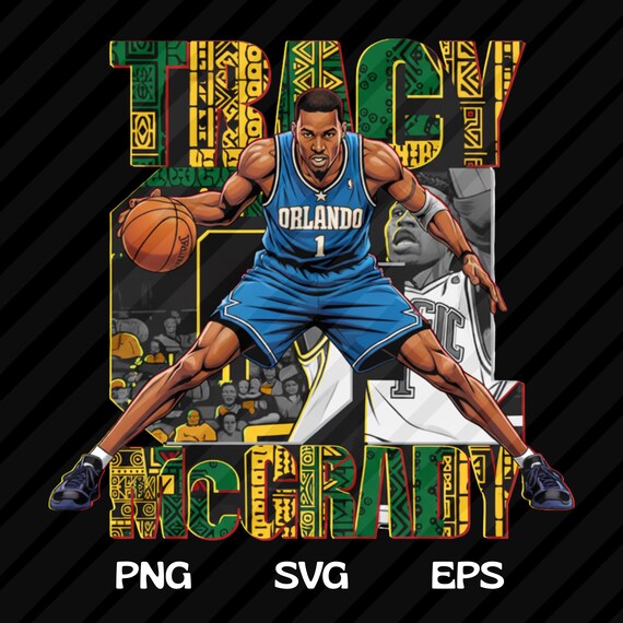 Tracy McGrady PNG SVG T-Shirt Design, Basketball DTF Transfer, Basketball Lover Png, Basketball Comic Graphic Tee Sublimation