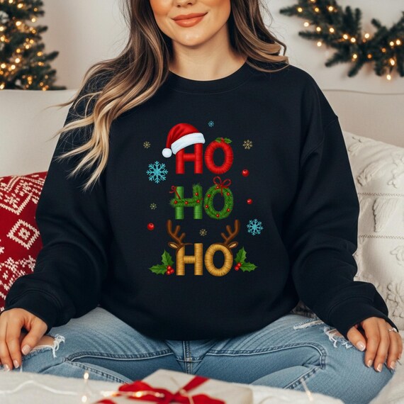 Ho Ho Ho Png, Christmas Bow Png, Realistic Yarn Holiday Sublimation, Faux Yarn Merry Christmas PNG, Faux Glitter Png, Merry Christmas Png