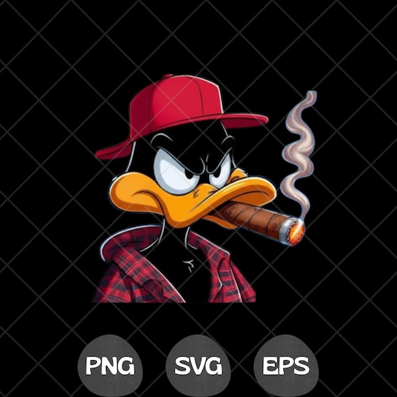 Gangster Duck SVG PNG EPS, Funny Duck with Cigar, Streetwear Duck Design, Cartoon Duck Shirt Design, Cool Duck Clipart, Instant Download