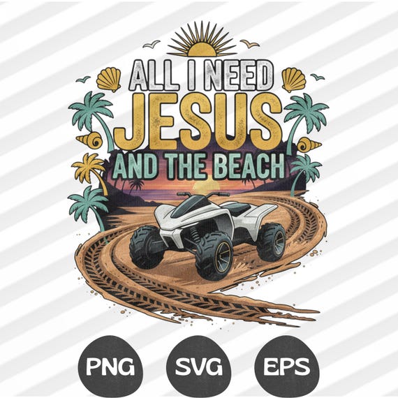 Jesus and The Beach PNG SVG : Faith Christian Summer Design (Digital Download)