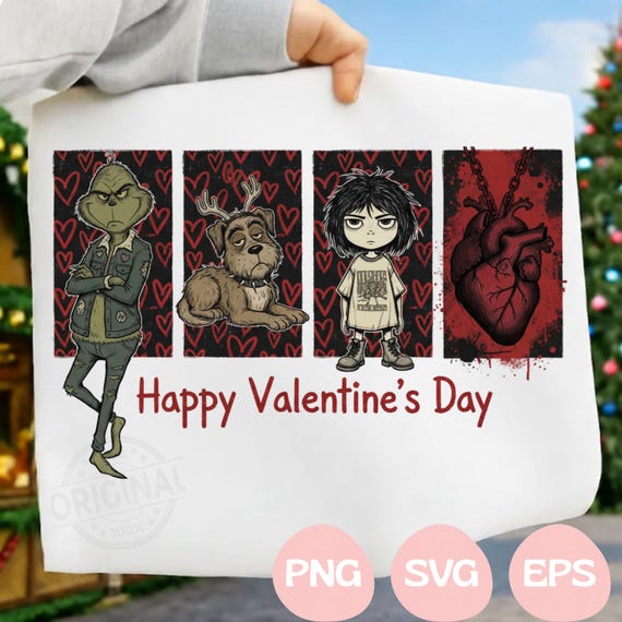 Grinc Valentine PNG SVG, Happy Valentine's Day Png, Heart Love Png, Valentine Bow Png, Funny Girl Design, Valentines day png, Valentine Svg