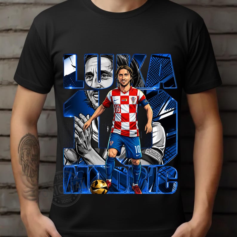 Luka Modrić Kroatien Fotboll PNG T-shirt Design (Digital Nedladdning) bild 3