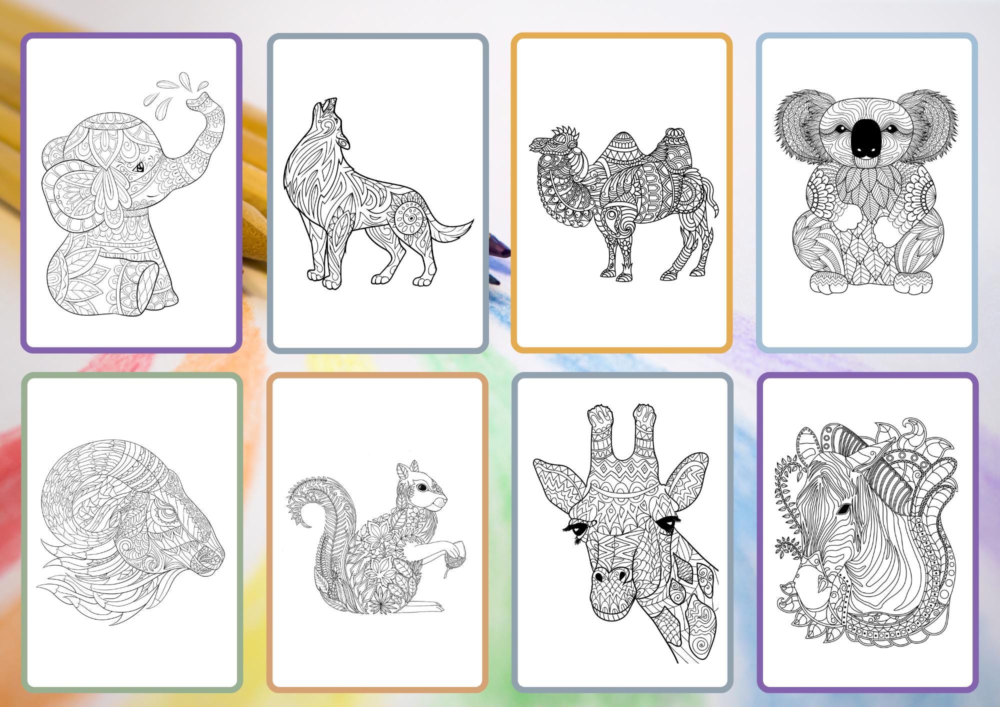 Animal Mandala Coloring Book | INSTANT DOWNLOAD | 64 Printable Coloring ...