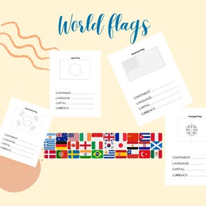 WORLD FLAGS Coloring Pages, Printable, Countries Flags, Printable Flags, Coloring Book Printable for Kids, to Print Instantly!