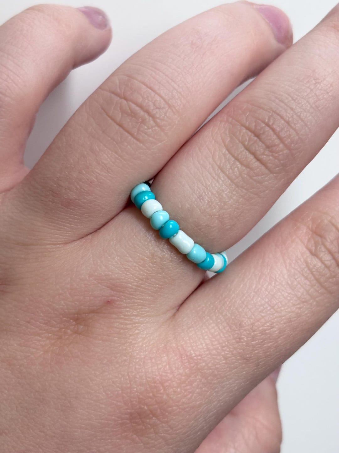 Aesthetic Blue Beaded Ring! Perfect Gift for Wife, Daughter, Mom ...