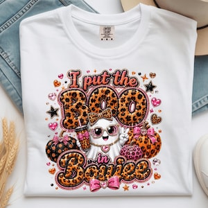 boojee ghost shirt- bookish png-  I Put The Boo In Boojee PNG- Ghost Leopard Bow PNG | Cute Spooky Sublimation Design | Digital Download