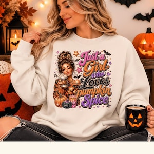 fall pumpkin png, pumpkin patch png- Pumpkin Spice Girl PNG, Cozy Autumn Sublimation Design, Coquette Fall PNG, Cute Coffee Lover