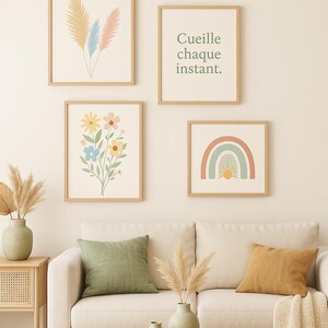 Cartazes Boêmios Pastel – Conjunto de 4 Ilustrações Digitais para Imprimir