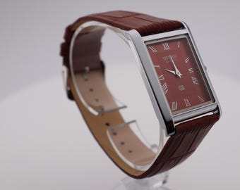 Reloj de pulsera Seiko Slim Vintage de cuarzo rojo de estilo clásico moderno para hombre
