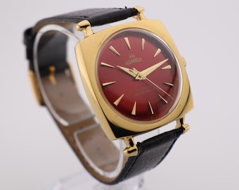 Red Dial Vintage Roamer ST96 Watch – Swiss Made, 17 Jewels, Manual Wind, Stylish