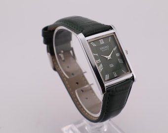 Moderne klassische Stil grünes Zifferblatt, grüner Bügel Seiko Slim Vintage Quarz Herren Armbanduhr