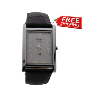 White Dial Luxury Classic Style Seiko Slim Vintage Quartz Men's Wrist Watch With New Black Leather Strap