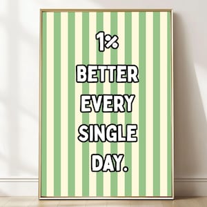 1% Better Every Day Wall Art - Motivational Quote Print - Bold Growth Mindset Poster - Digital Download for Gym, Office or Dorm