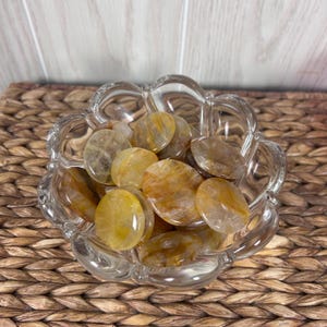 Golden Healer Quartz Smooth Polished Flat Stones - Meditation Pocket Crystal for Healing and Balance
