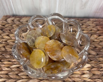 Golden Healer Quartz Smooth Polished Flat Stones - Meditation Pocket Crystal for Healing and Balance