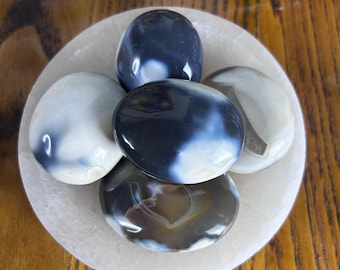 Orca Agate Crystal Palm Stone, Large Size - Natural Crystal for Truth and Communication