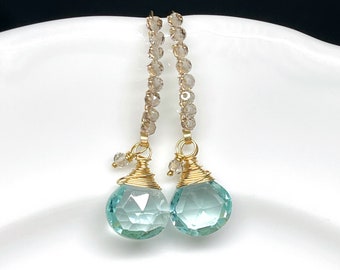 Seafoam Quartz Earrings // Gold Filled // Unique Earrings // Gift For Her // Fancy Earrings // Dainty Earrings // OOAK Earrings