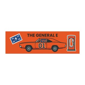 Tesla Magnet, The General E, lustiger EV-Automagnet für Modell Y, X, E, S, Cybertruck, Elektrofahrzeug-Parodie des General Lee, Auto oder Kühlschrank