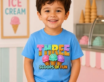 Three Scoops of Fun Toddler Tee | Ice Cream Birthday Shirt