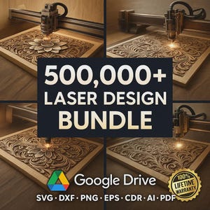 500.000 Laser Cut & Engraving Bundle –Designs for Diode, CO2, Fiber Lasers | Lightburn Files Pack | Massive Laser Design Collection