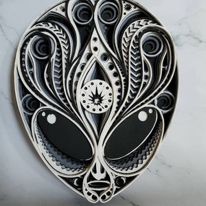 Alien 3D Layered Laser Cut Wood Art Piece