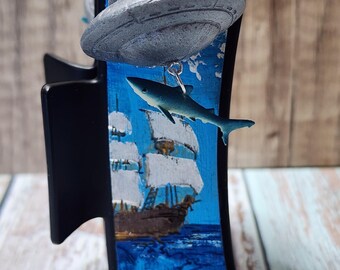 Handmade Shark Abduction Ocean Scene Hair Claw Clip