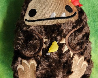 Covered in Birds Summer the Big Foot or Sasquatch Stuffed Animal