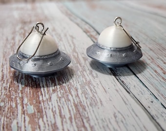 3D Printed UFO UAP Flying Saucer Earrings