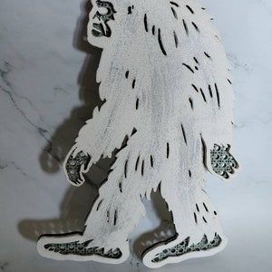 Yeti or Abominable Snowman 3D Layered Laser Cut Wood Art Piece