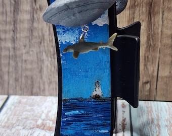 Handmade Hammerhead Shark Abduction Ocean Scene Hair Claw Clip