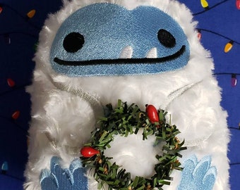 Wreath Winter Christmas Yvette the Abominable Snoman or Yeti Stuffed Animal