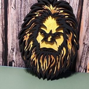Big Foot Sasquatch 3D 6 Layer Laser Cut Wood Art Piece