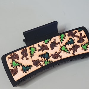 Handmade Big Foot Sasquatch in the Trees Hair Claw Clip