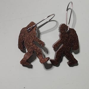 Big Foot Sasquatch Brown Resin Earrings