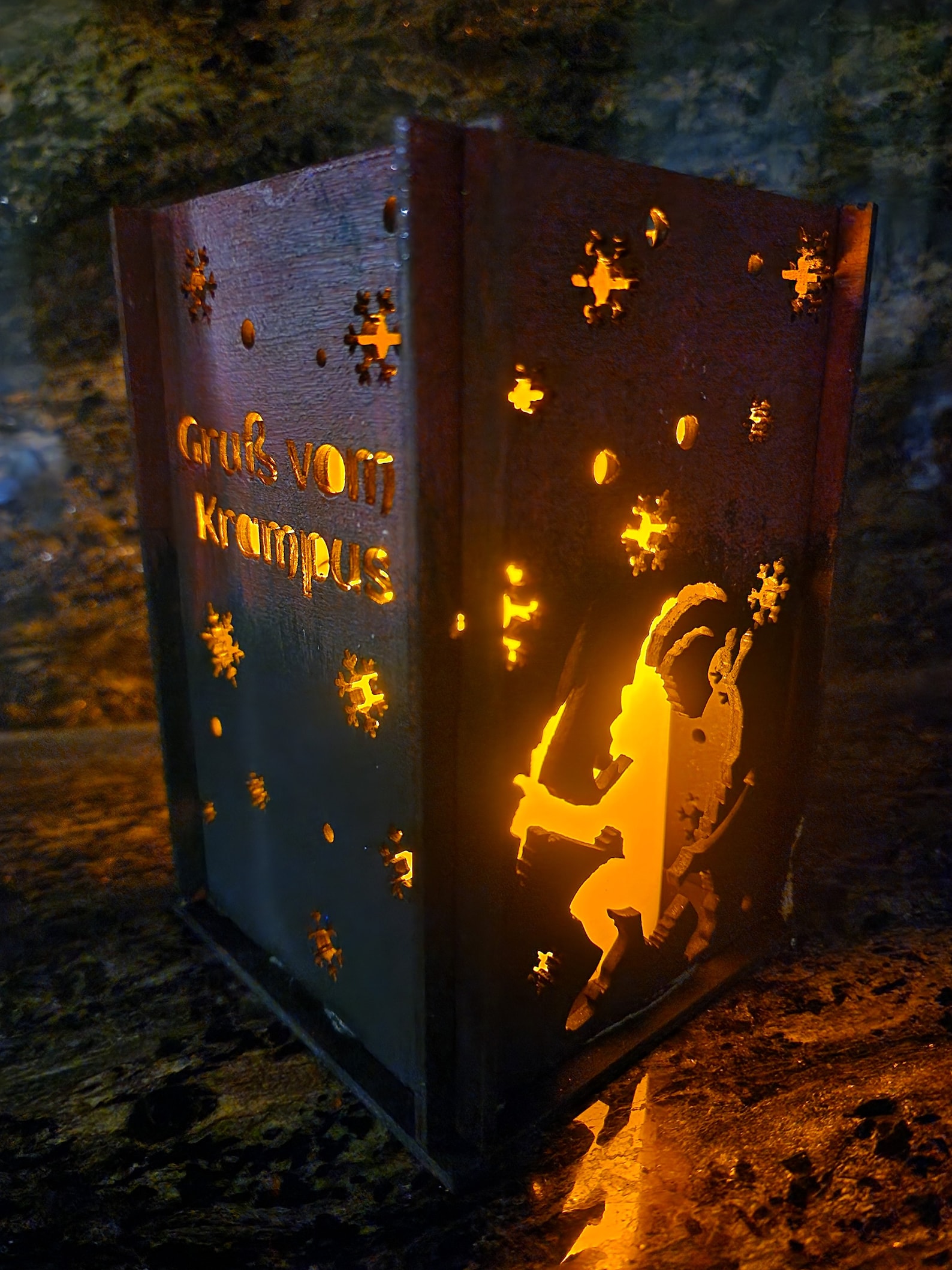 Gruß vom Krampus Wooden Lantern